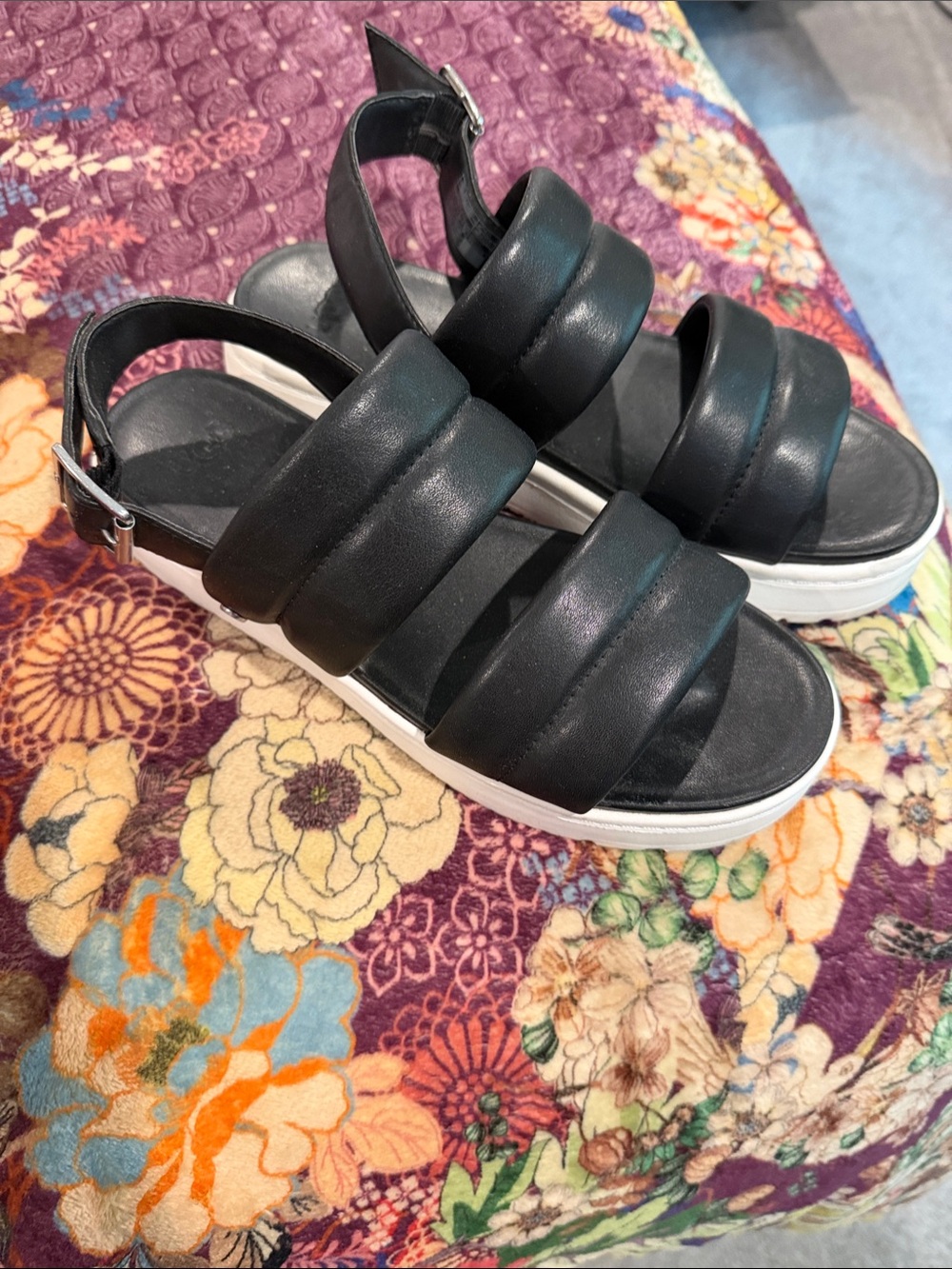 Ugg Black Padded Slingback Platform Sandals